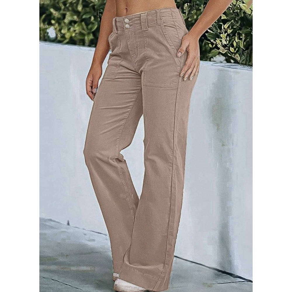 Flamingals Women Wide Leg Pants Mid Waist Flare Straight Leg Corduroy M - Picture 2 of 6